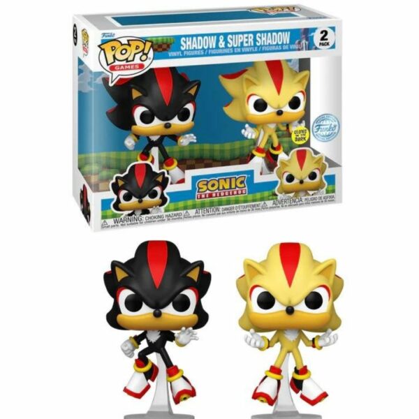Funko Pop Sonic The Hedgehog Shadow & Super Shadow 2 Pack Exc Gitd